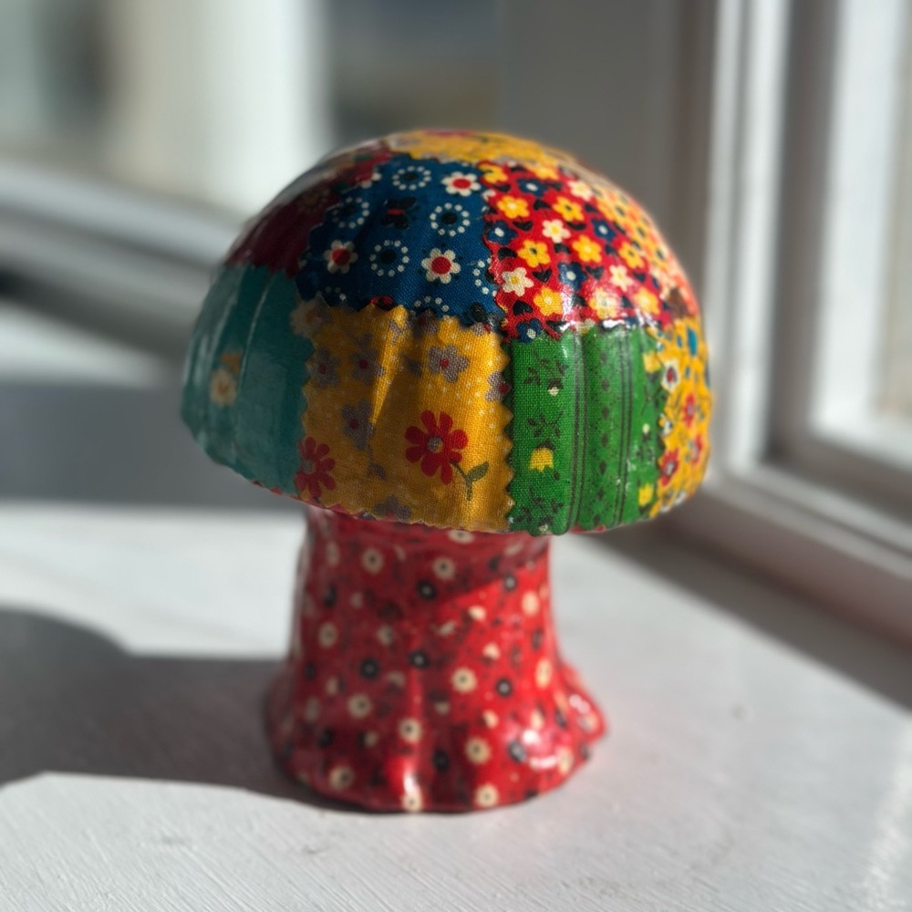 Vintage 1970s Patchwork Mushroom Decor